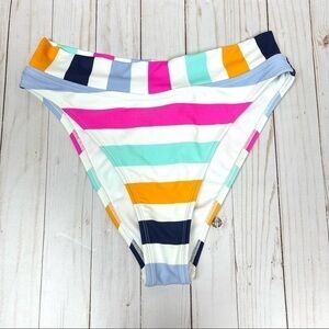 Gianni Bini Striped High Waisted Bikini Bottoms Size Large Women